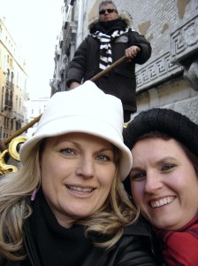 Renee and Paula with Gondolier in Venice, Italy