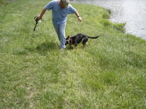 Gretel taking Tony by the leg