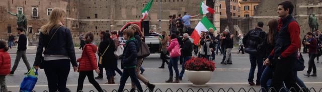 Rome flatbed protest
