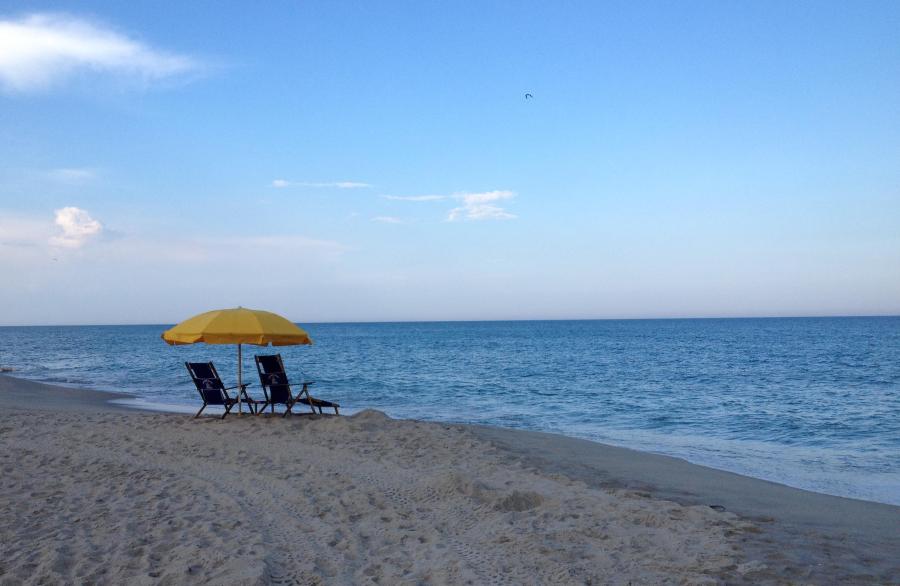 Carolina Beach chairs and umbrella
